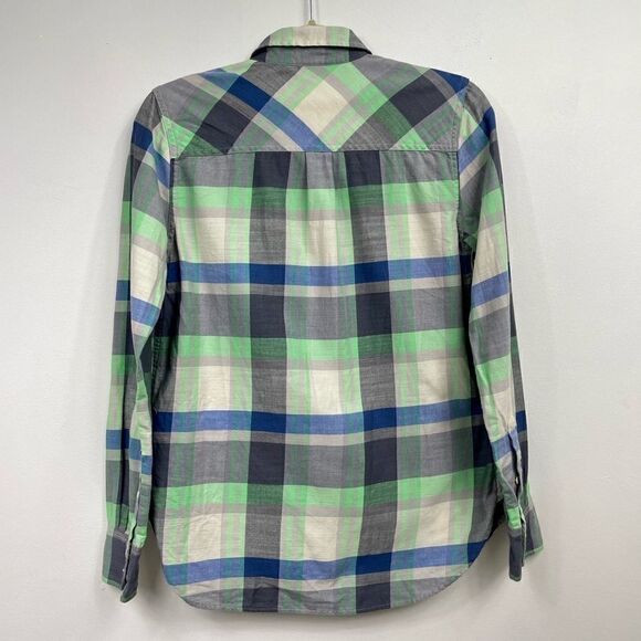 J.crew | plaid long sleeve button down S / 0 colorful,green,cream ,blue, gray. - Picture 1 of 5